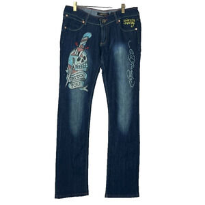Ed Hardy X Christian Audigier Jeans Womens Size 30 Tattoo You Rhinestone Vintage